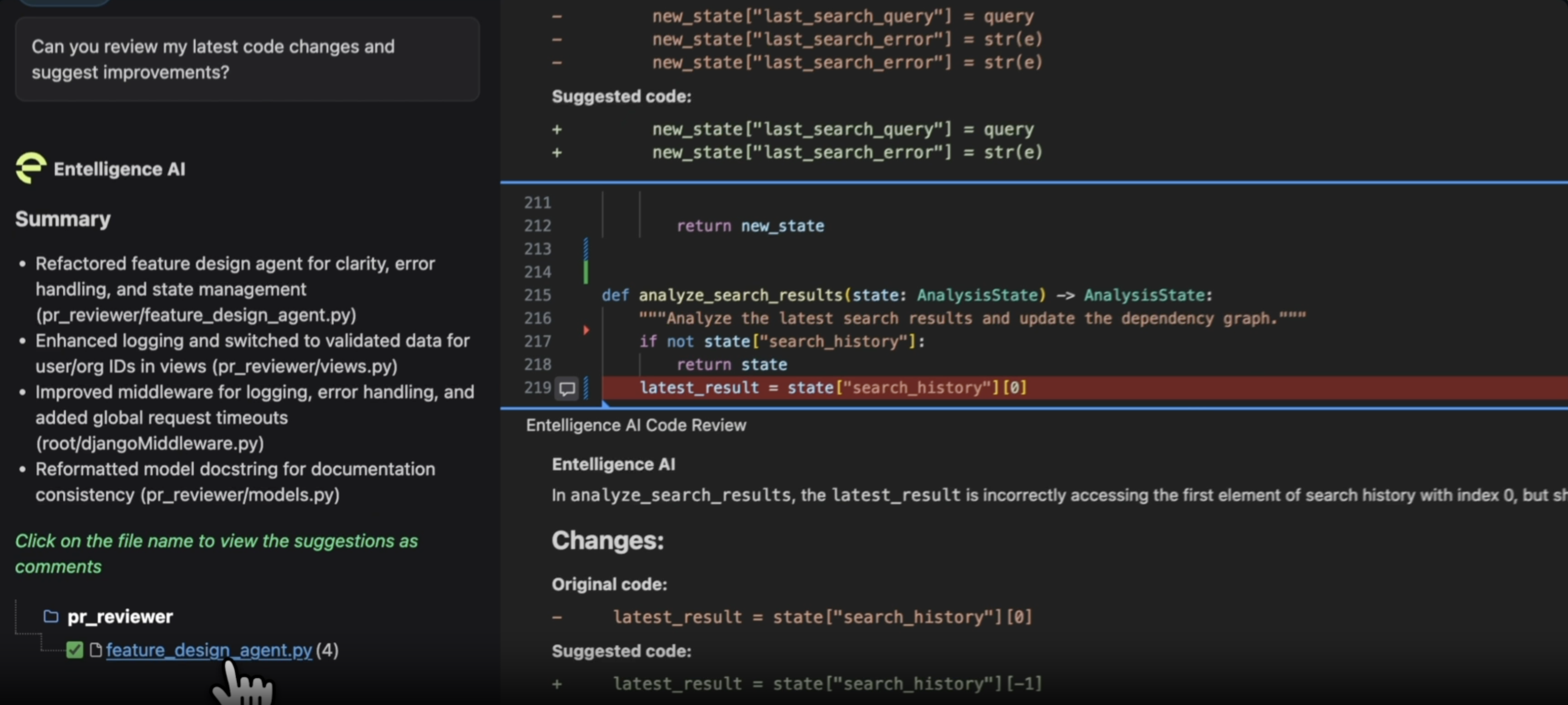 IDE Code Review Example
